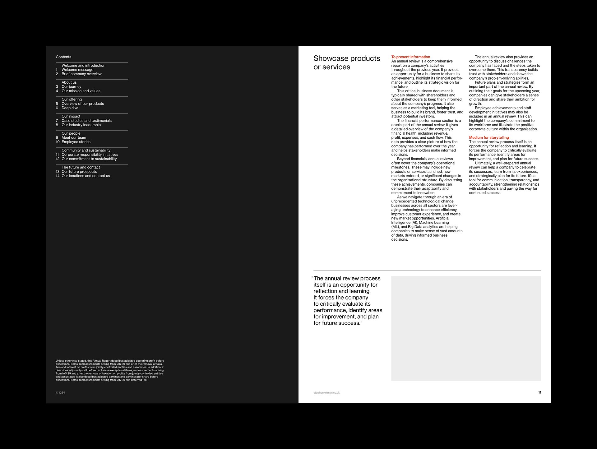 A4 Annual Report Grid System for InDesign | Inside front cover layout