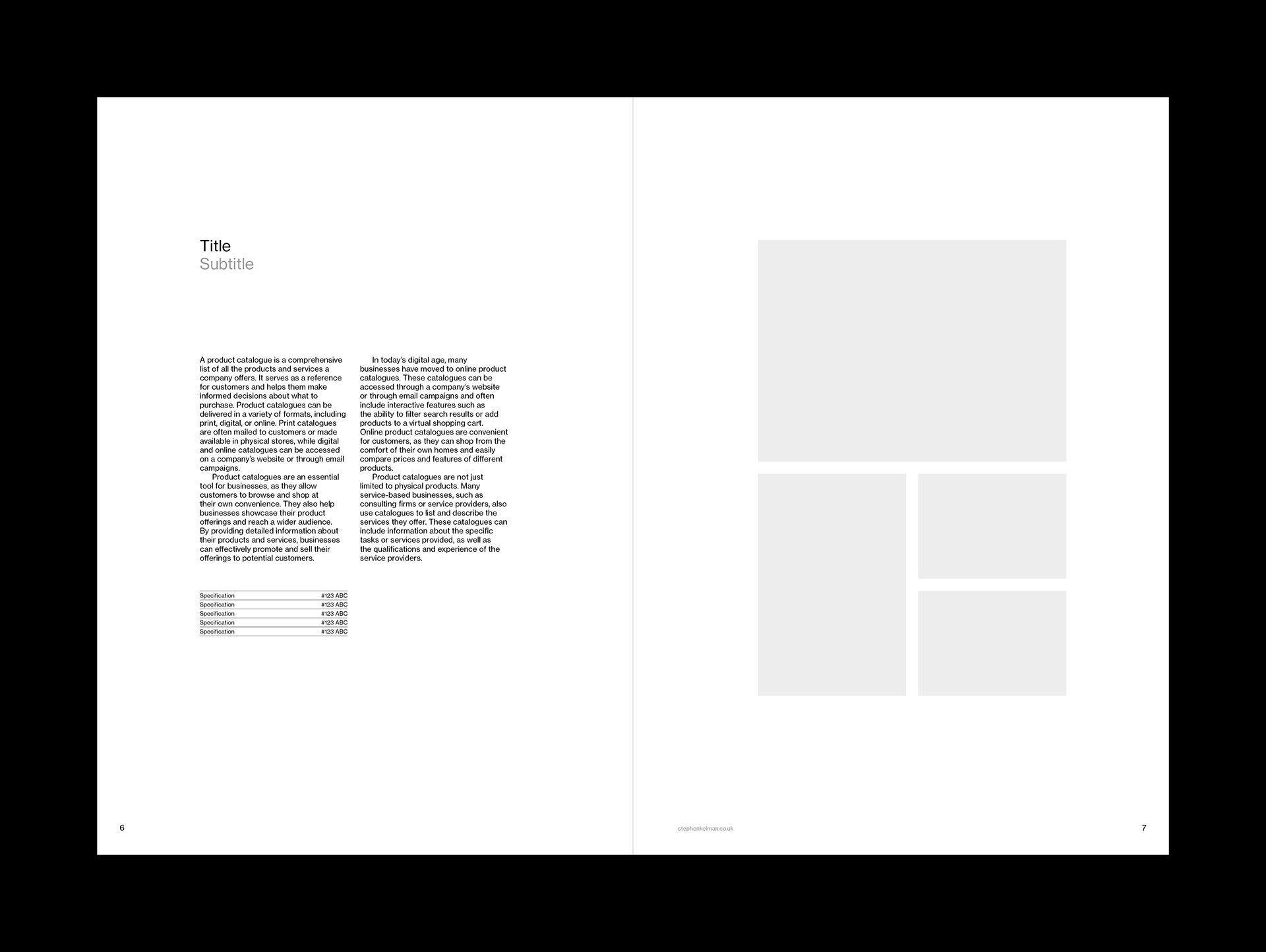 Product Catalogue Brochure A4 Grid System for InDesign | Spread for Single Product