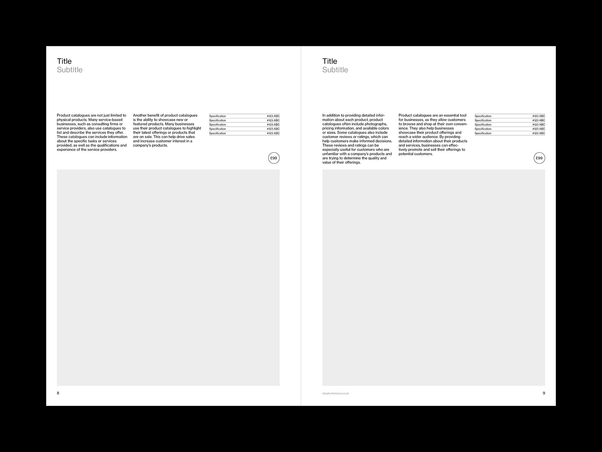 Product Catalogue Brochure A4 Grid System for InDesign | Spread for Two Products