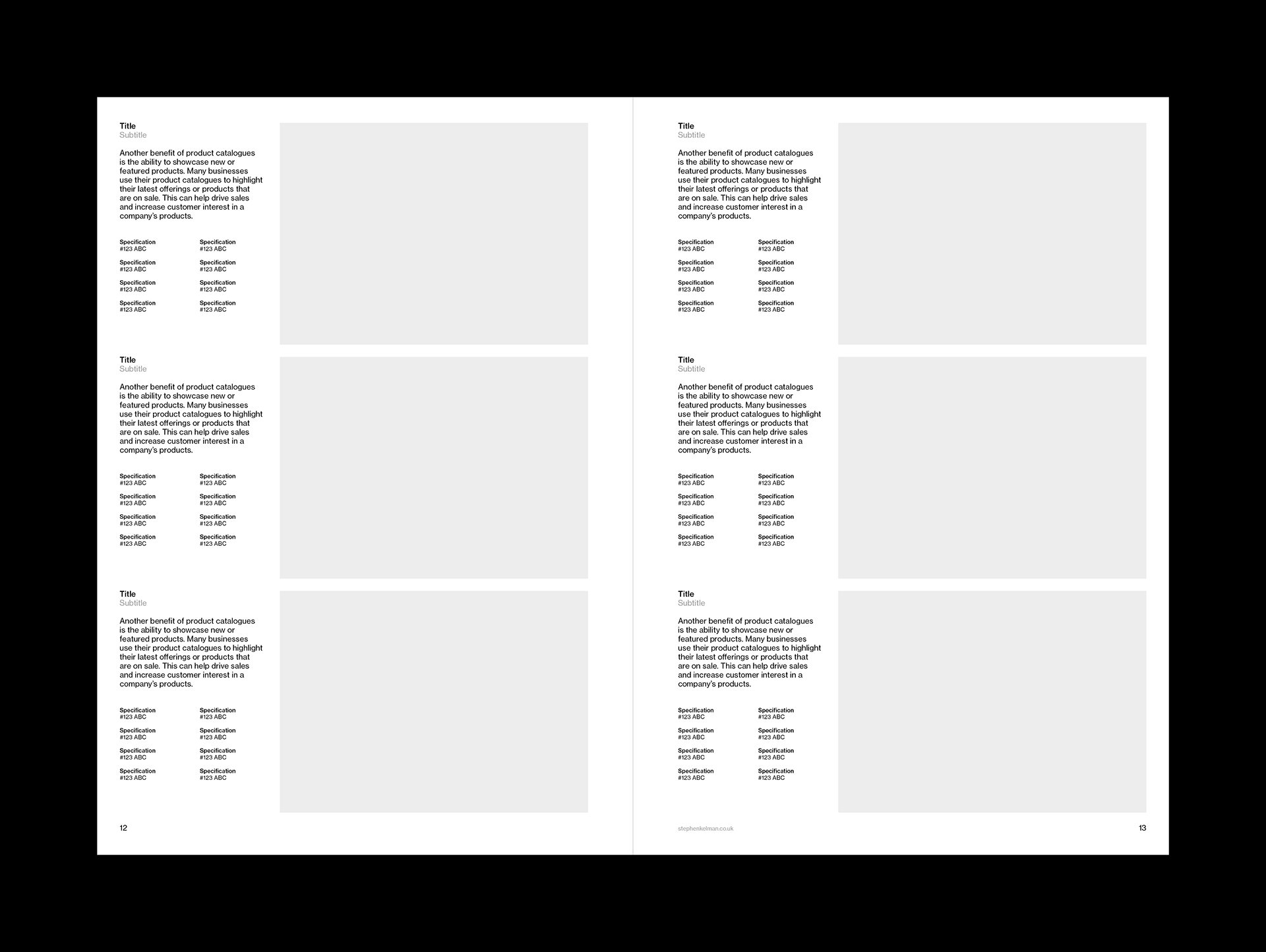 Product Catalogue Brochure A4 Grid System for InDesign | Spread for Six Products