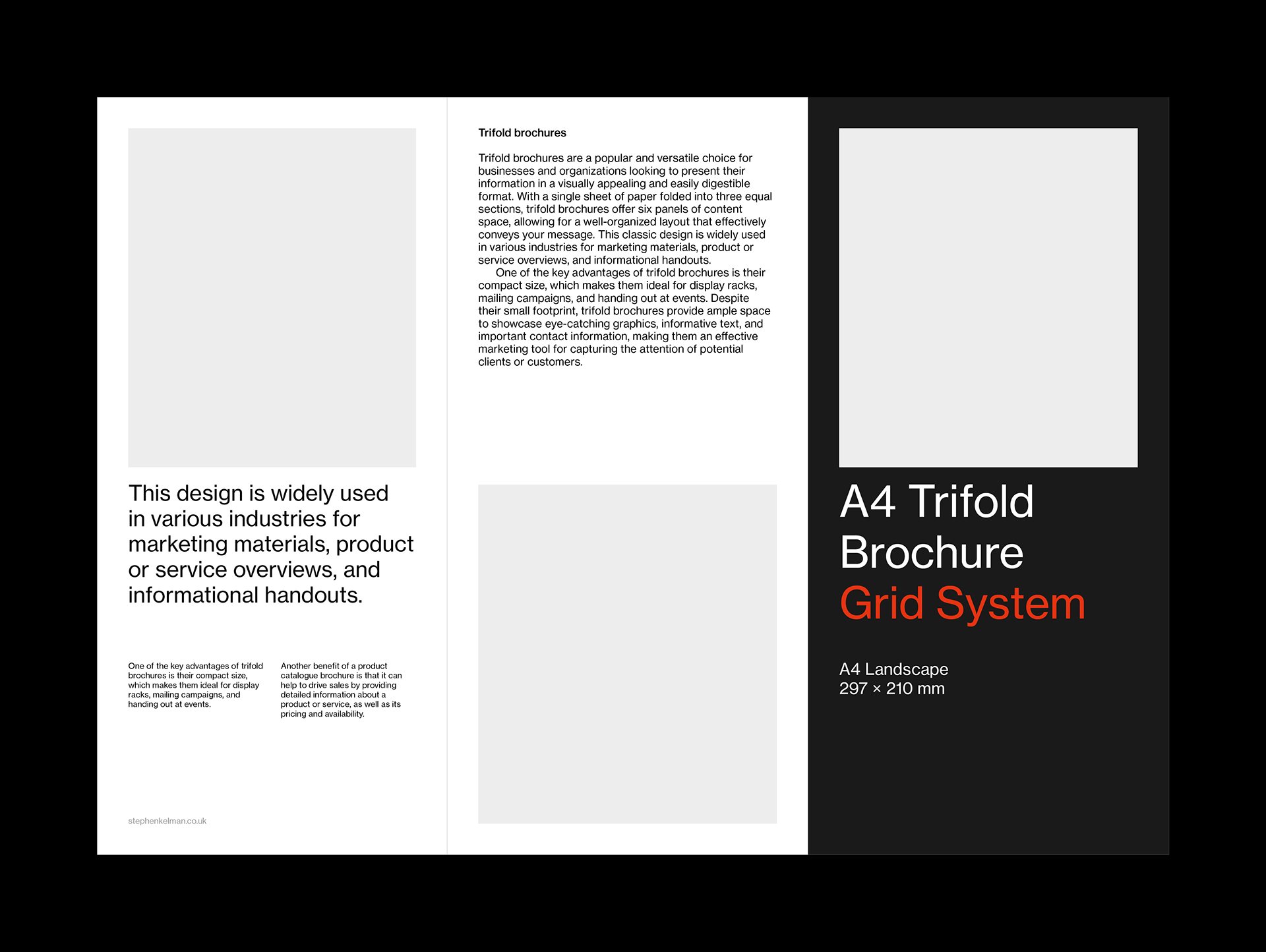 Outside spread layout for trifold brochure template.