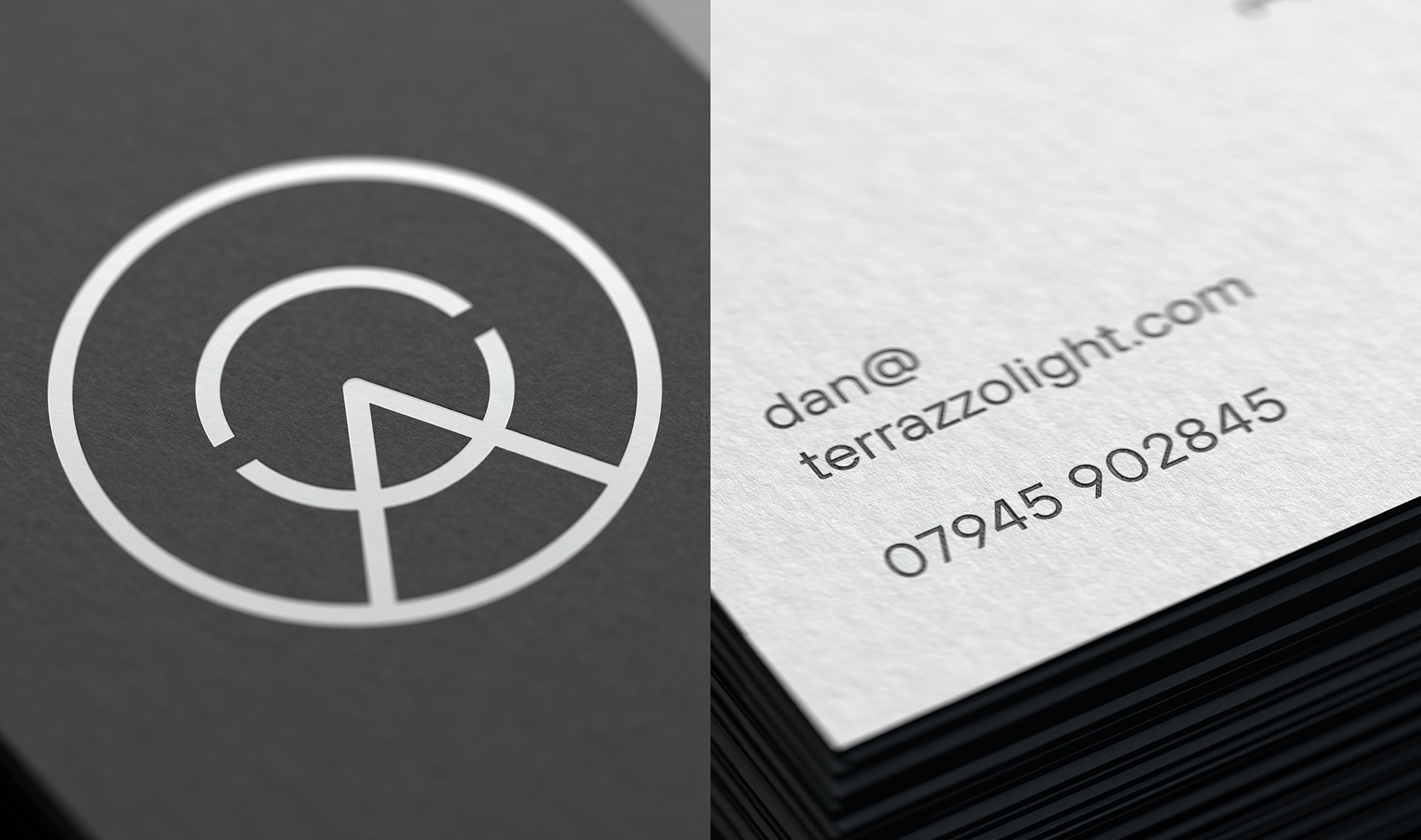 Close-up of Andreozzi Wright business cards