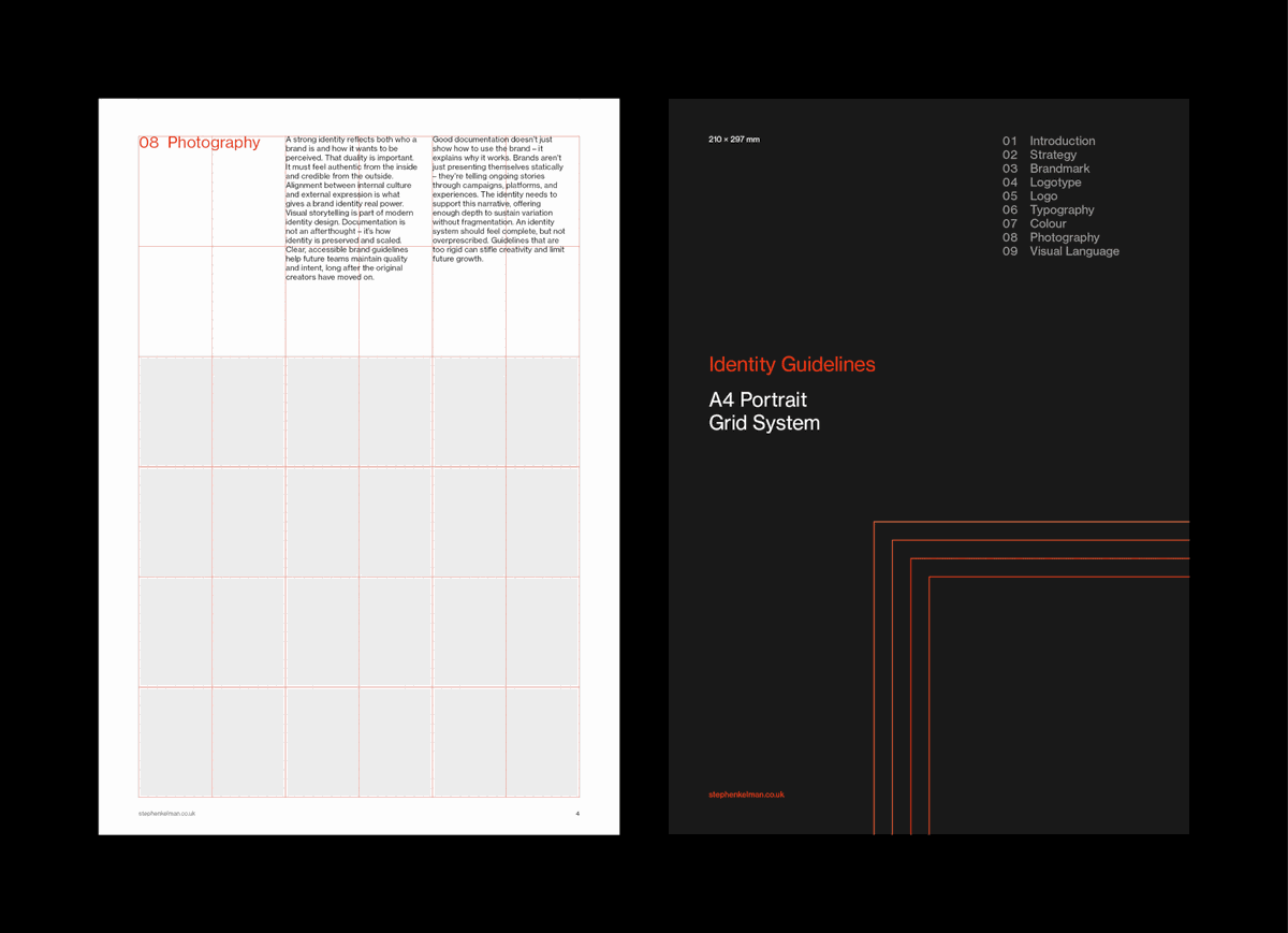 Brand Identity Guidelines Grid System – A4 Portrait