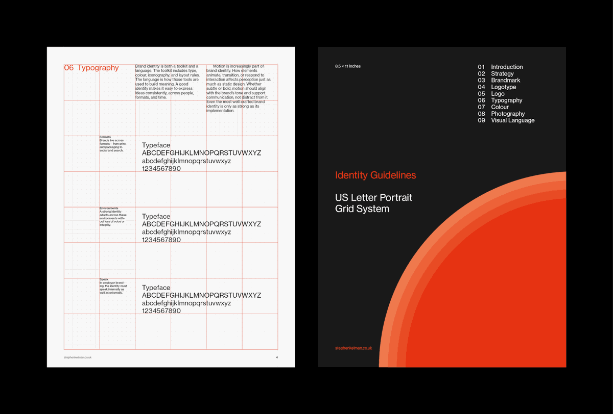 Brand Identity Guidelines Grid System – Letter Portrait