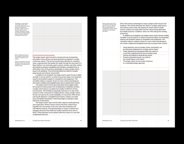A4 Single Column Report Grid System for InDesign