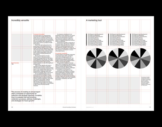 US Letter Annual Report Grid System for InDesign
