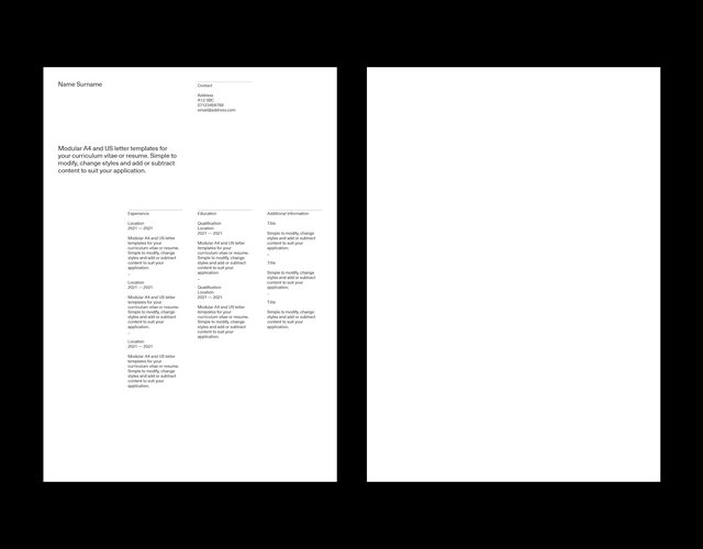 CV and Resume Template for Indesign