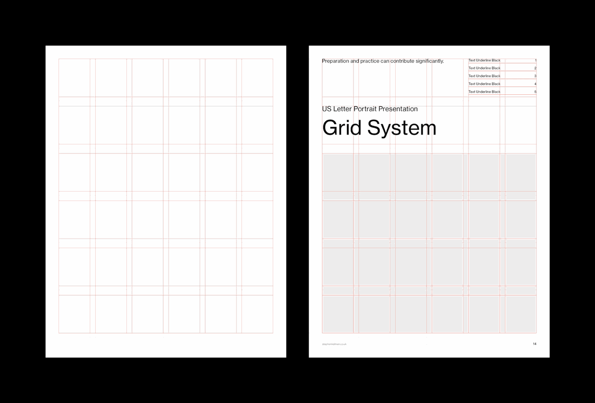 Letter Presentation Grid System for InDesign | Portrait