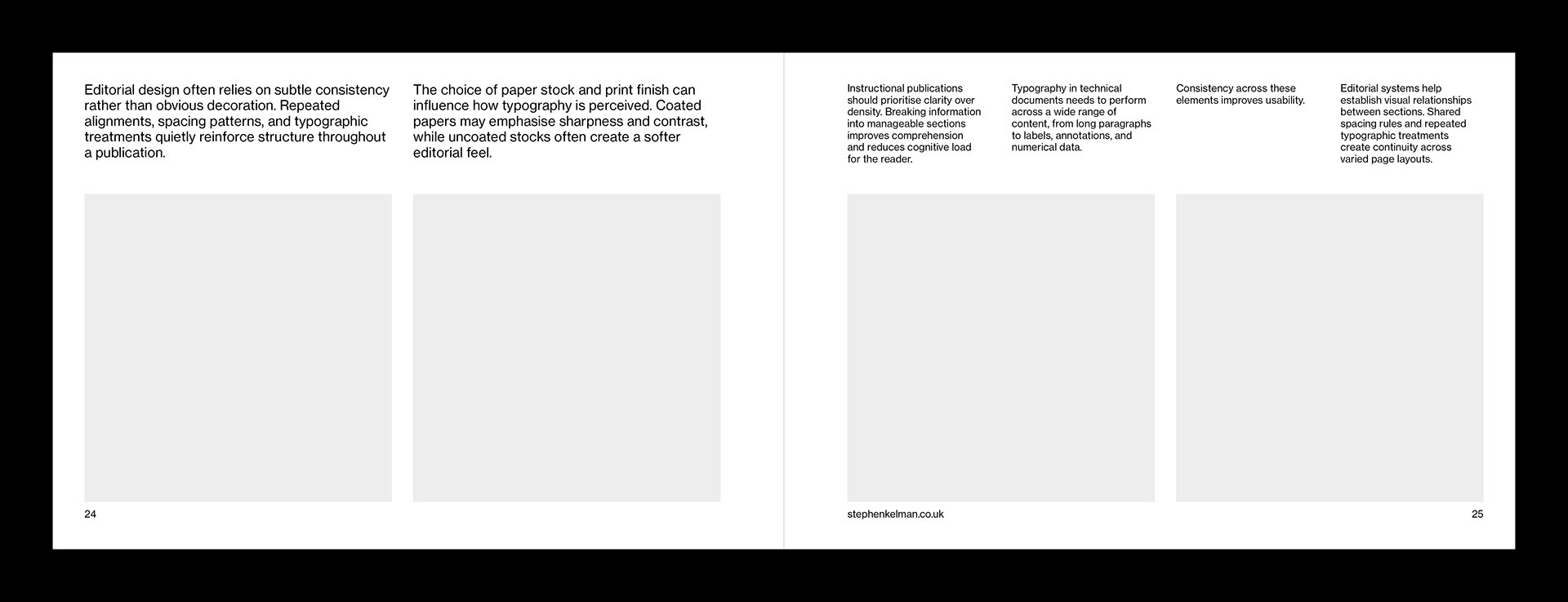 Document pages with column layouts and modular image areas for luxury watch manuals