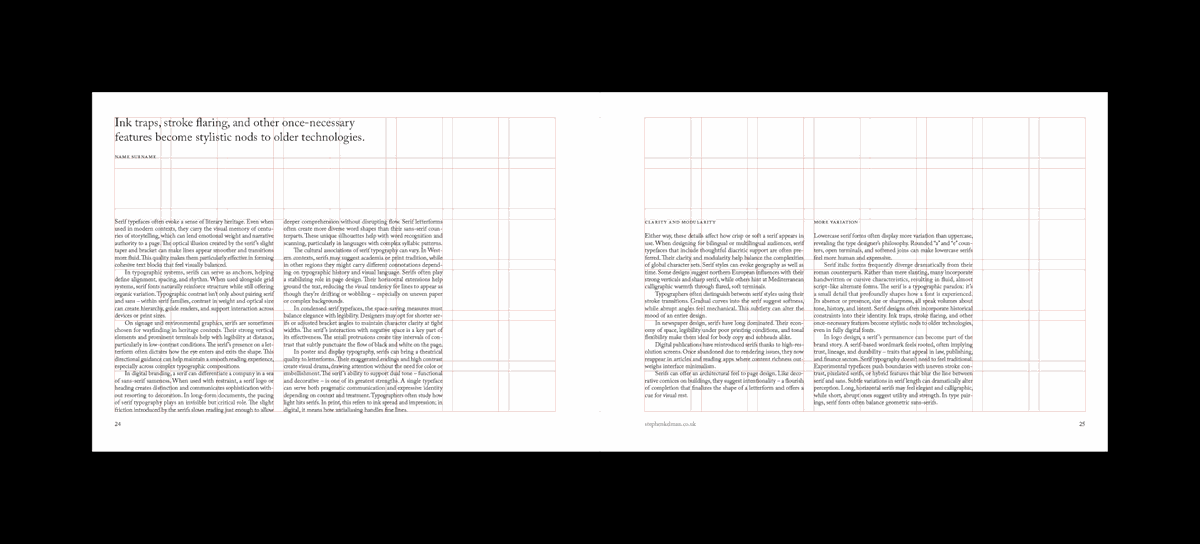 Serif Series A4 Landscape Grid System for InDesign
