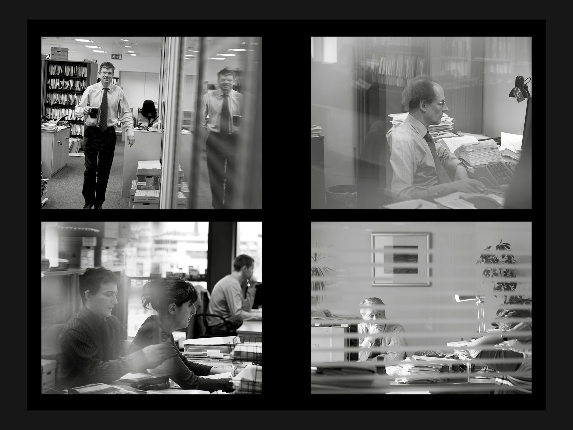 Brochure spread of editorial lawyer images