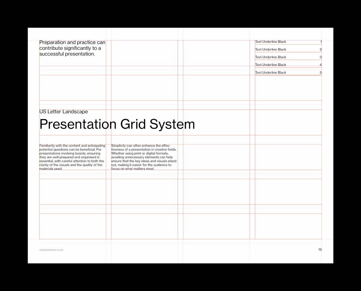 US Letter Presentation Grid System for InDesign