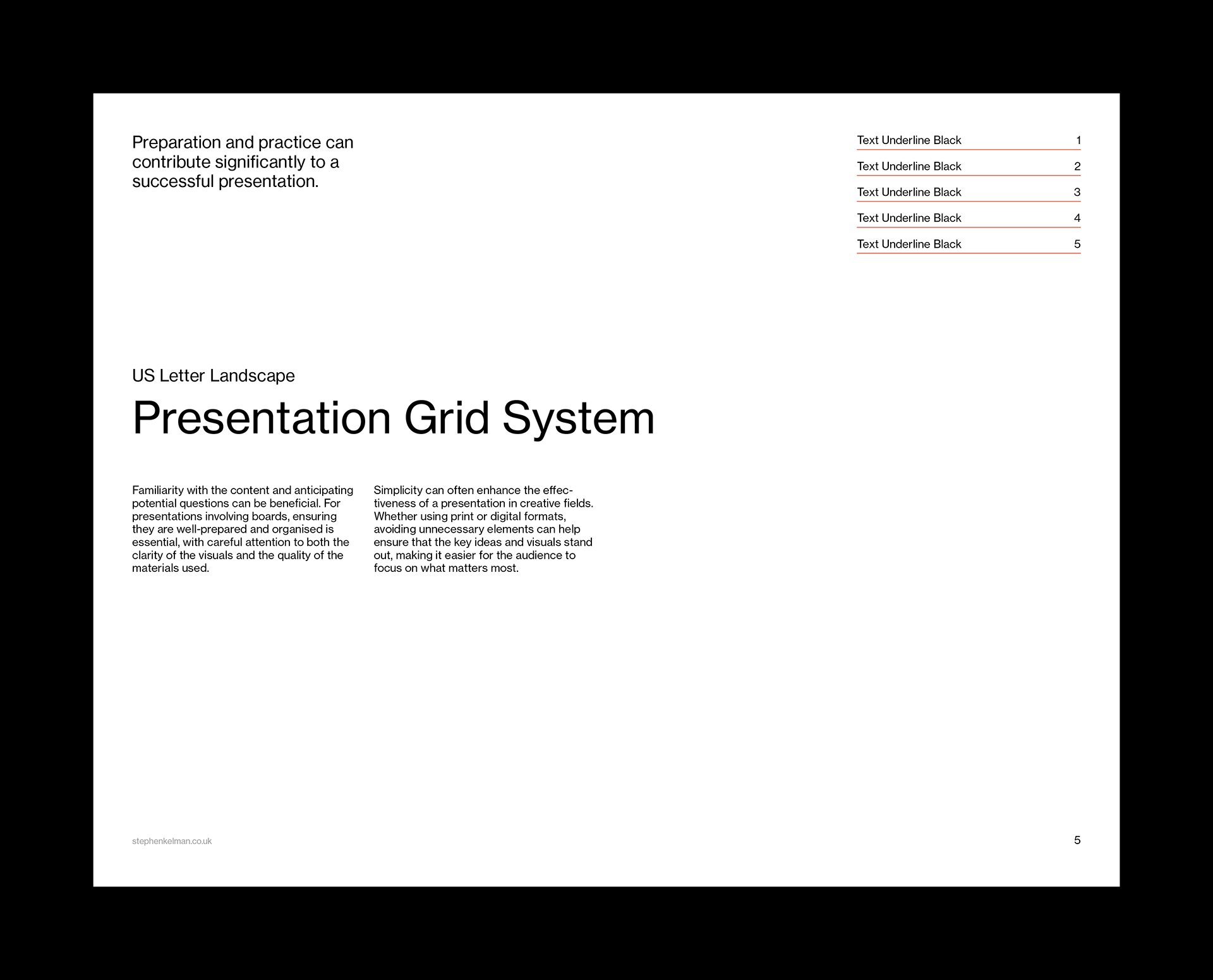 US Letter Presentation Grid System for InDesign