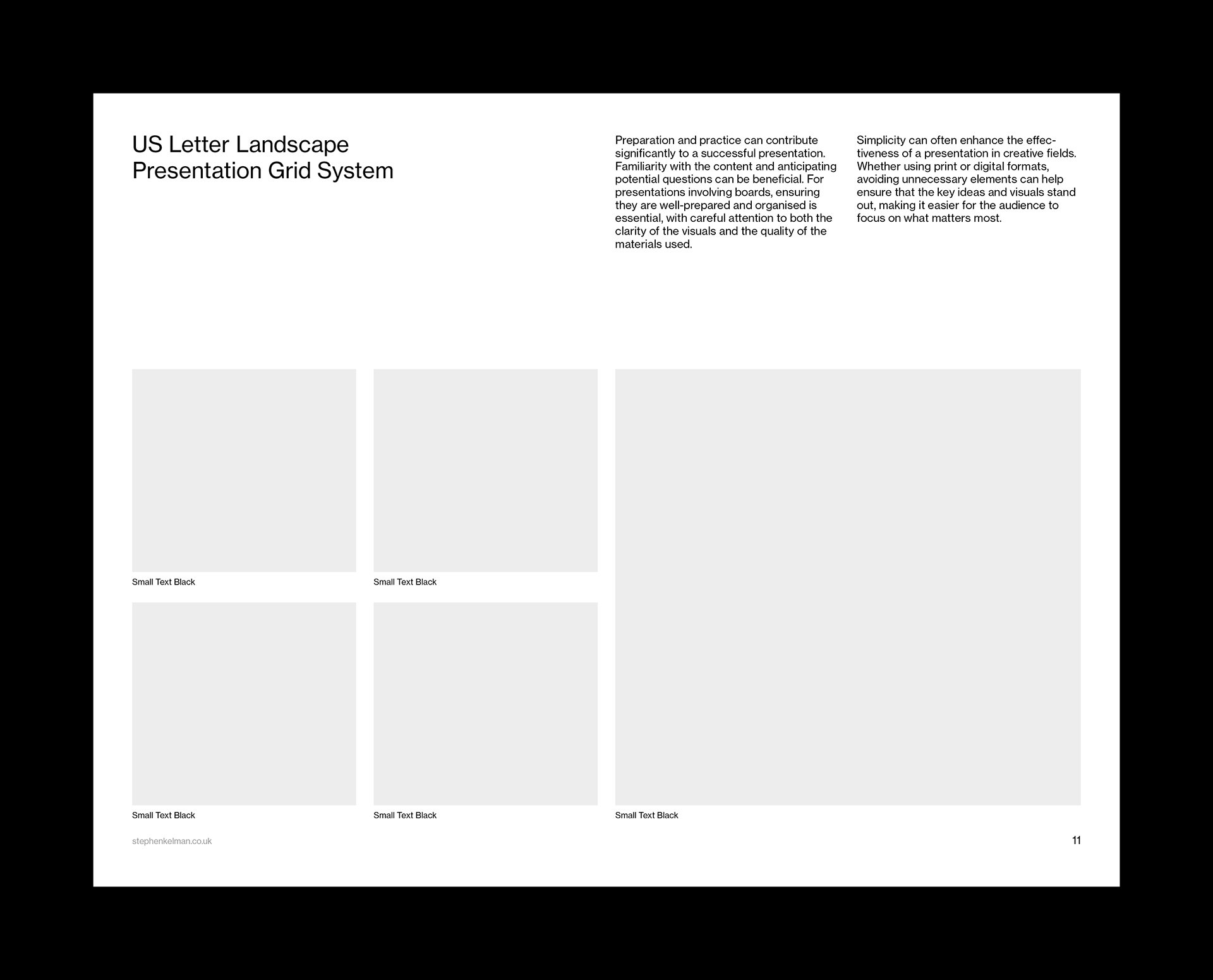 US Letter Presentation Grid System for InDesign