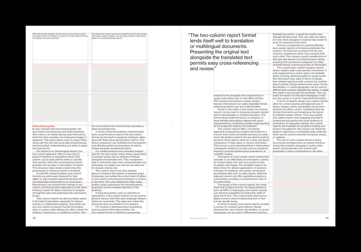 US Letter Two Column Report Grid System for InDesign