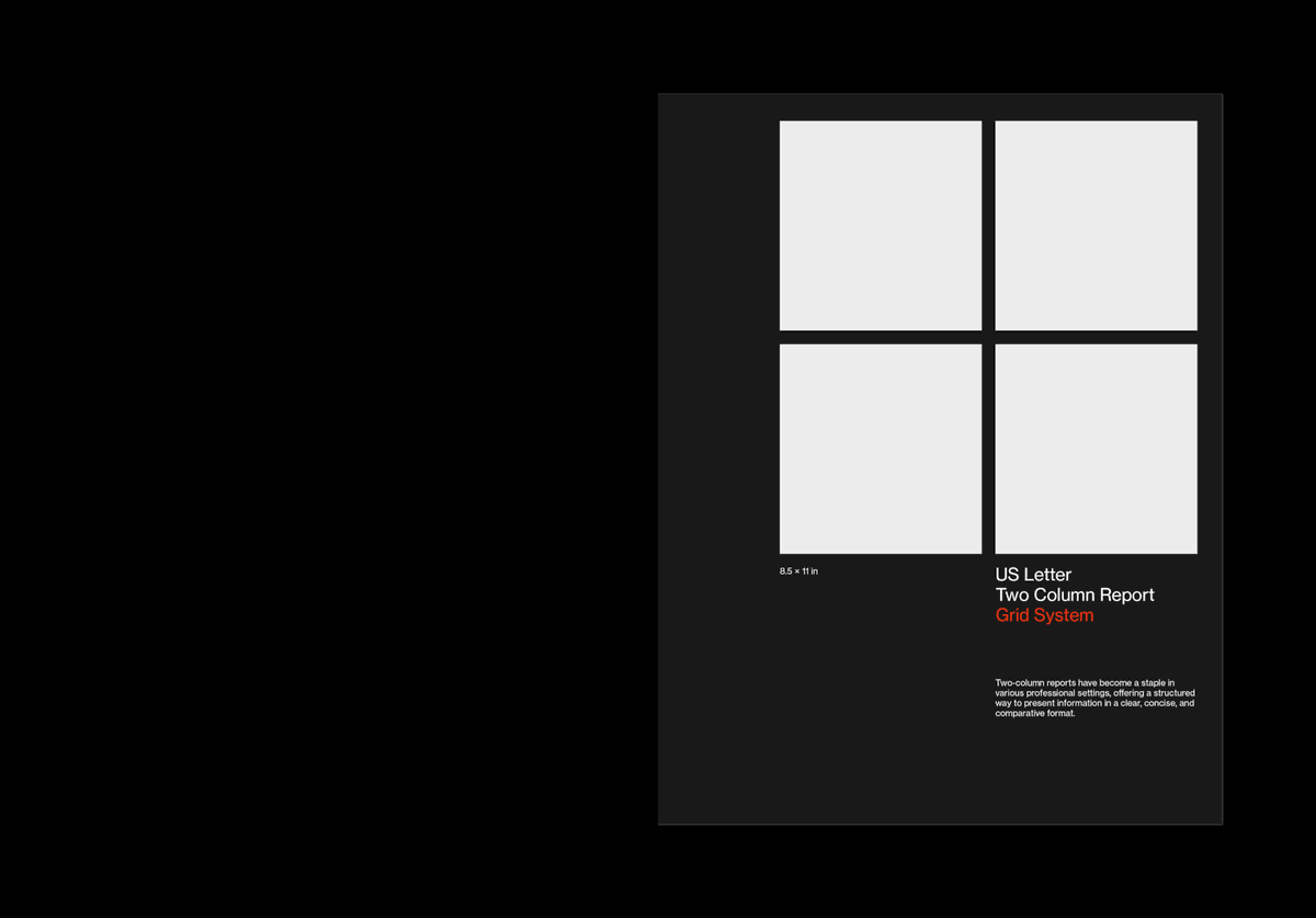 US Letter Two Column Report Grid System for InDesign