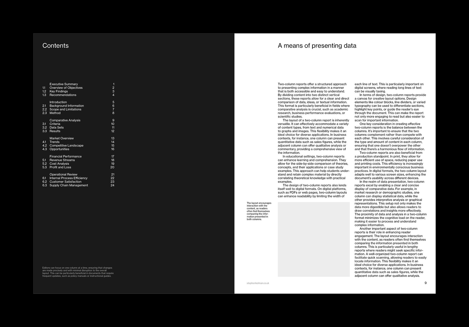 US Letter Two Column Report Grid System for InDesign