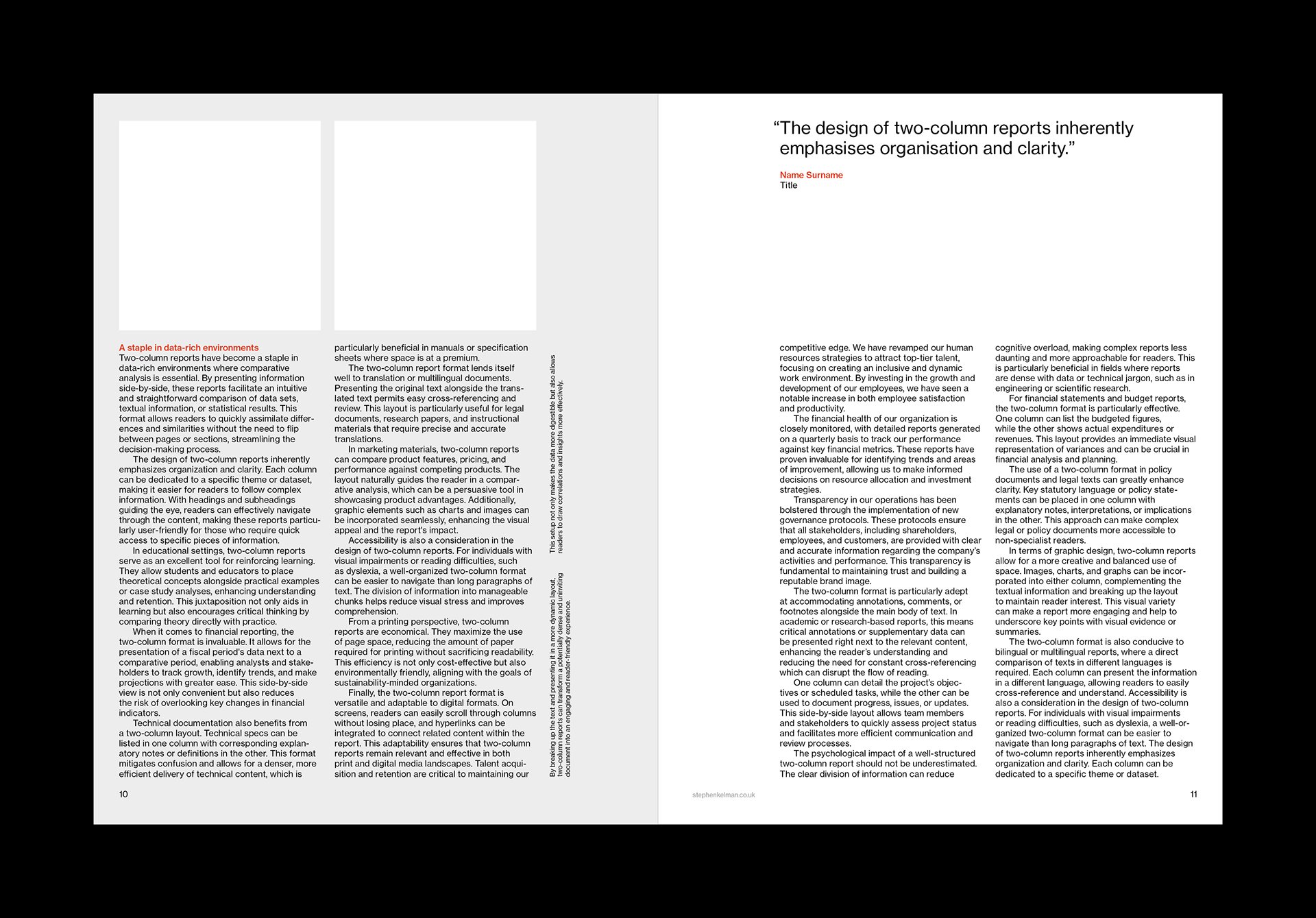 US Letter Two Column Report Grid System for InDesign