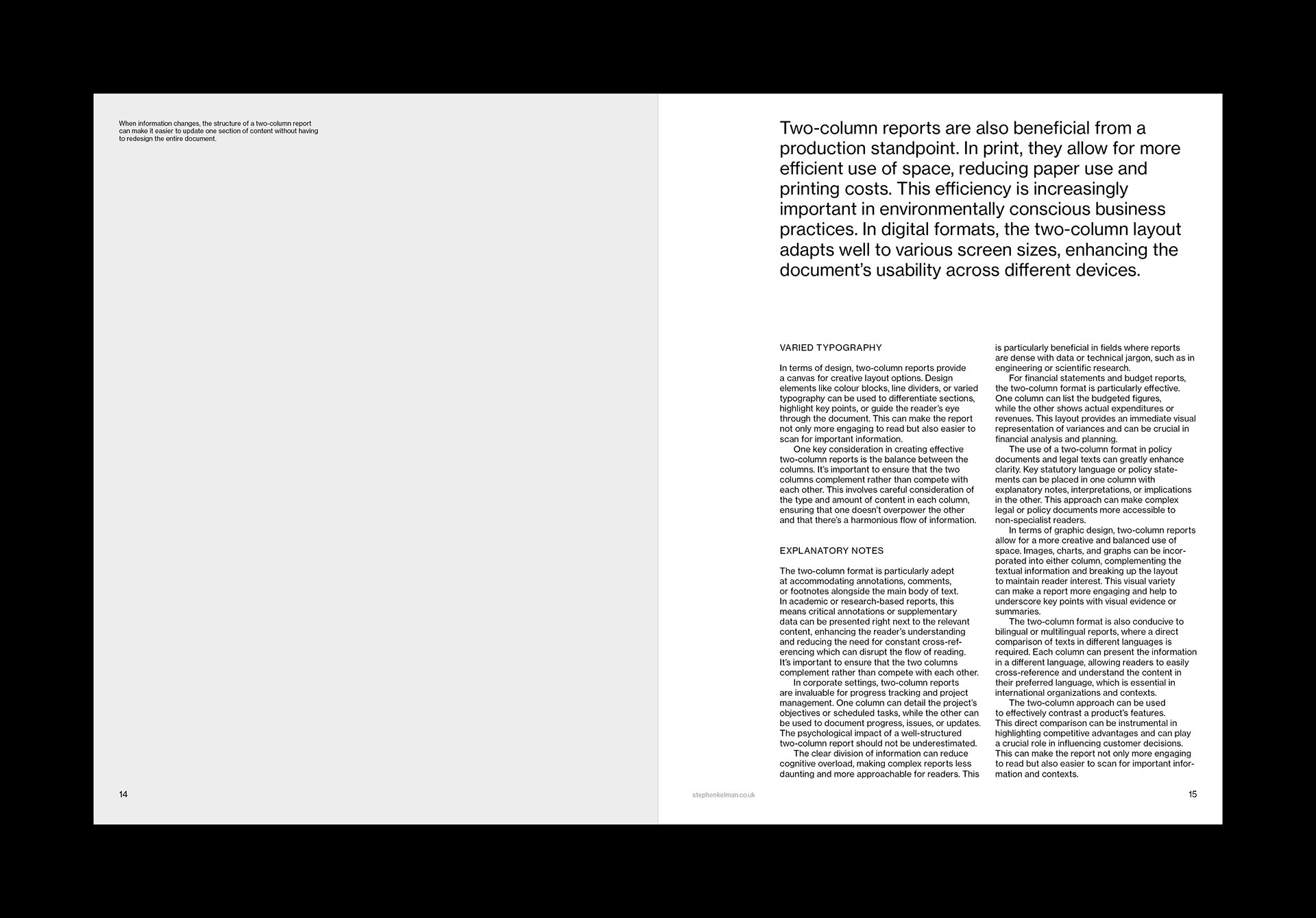 US Letter Two Column Report Grid System for InDesign