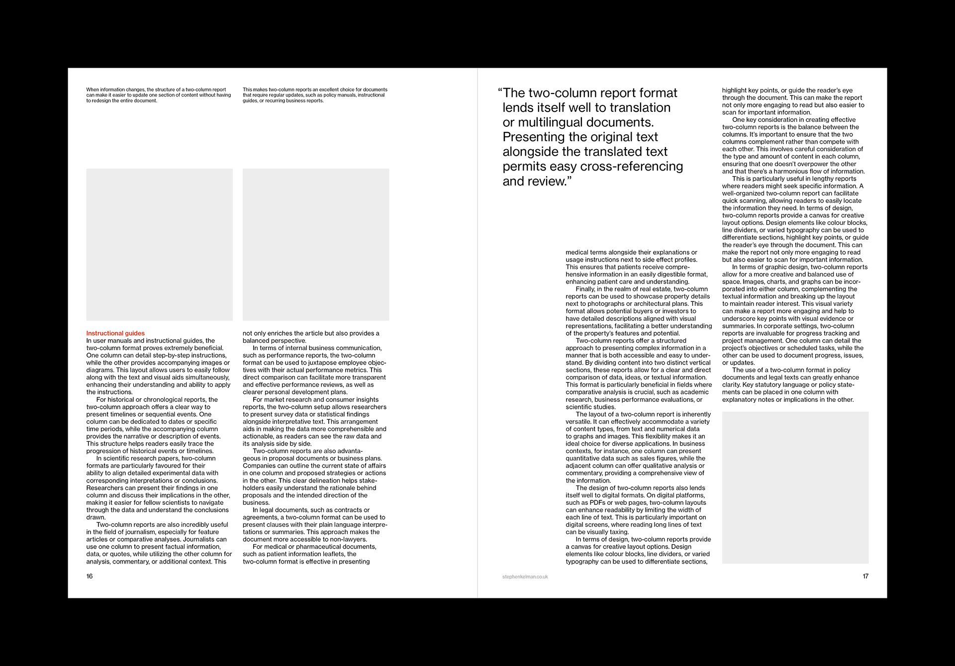 US Letter Two Column Report Grid System for InDesign