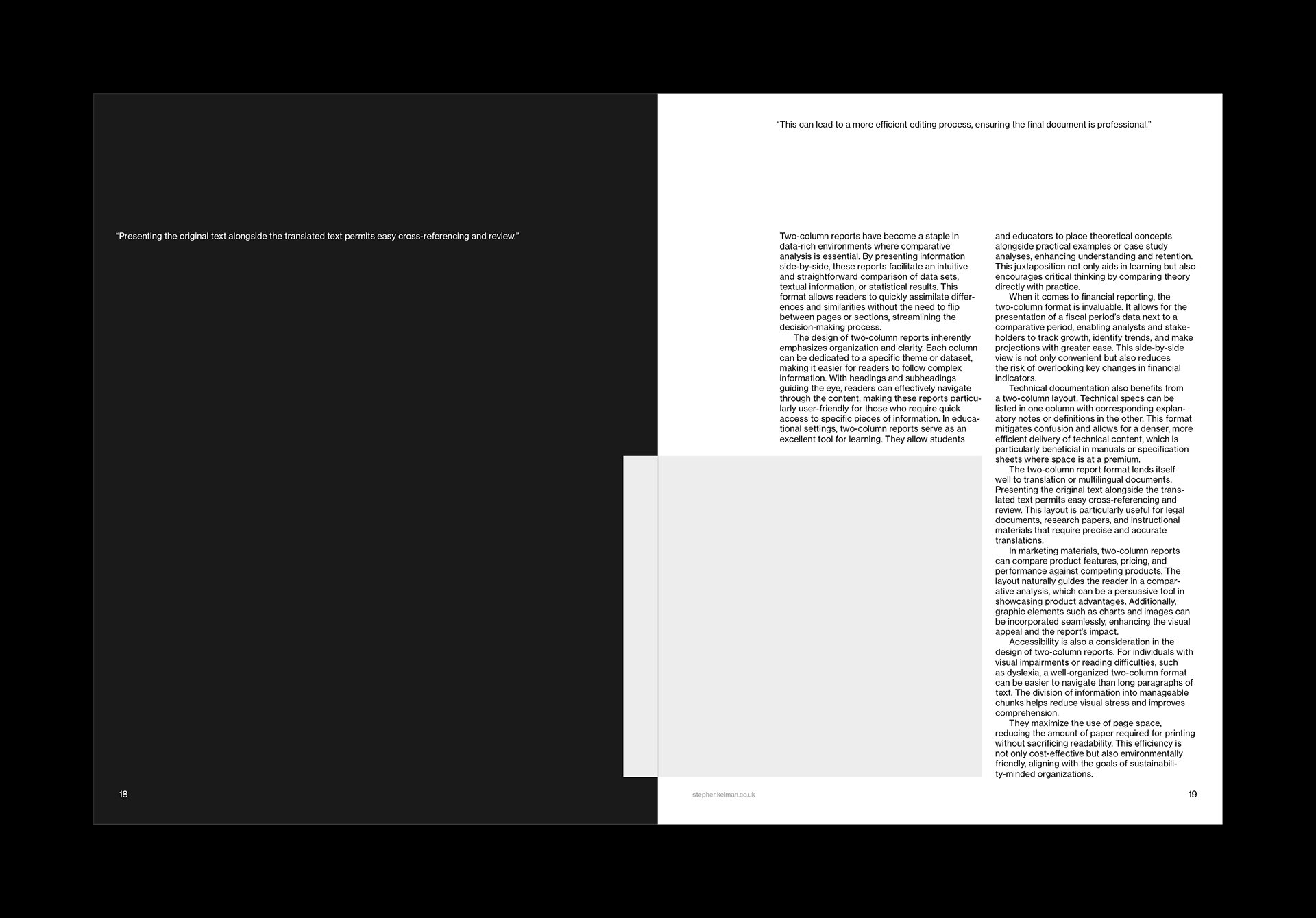 US Letter Two Column Report Grid System for InDesign