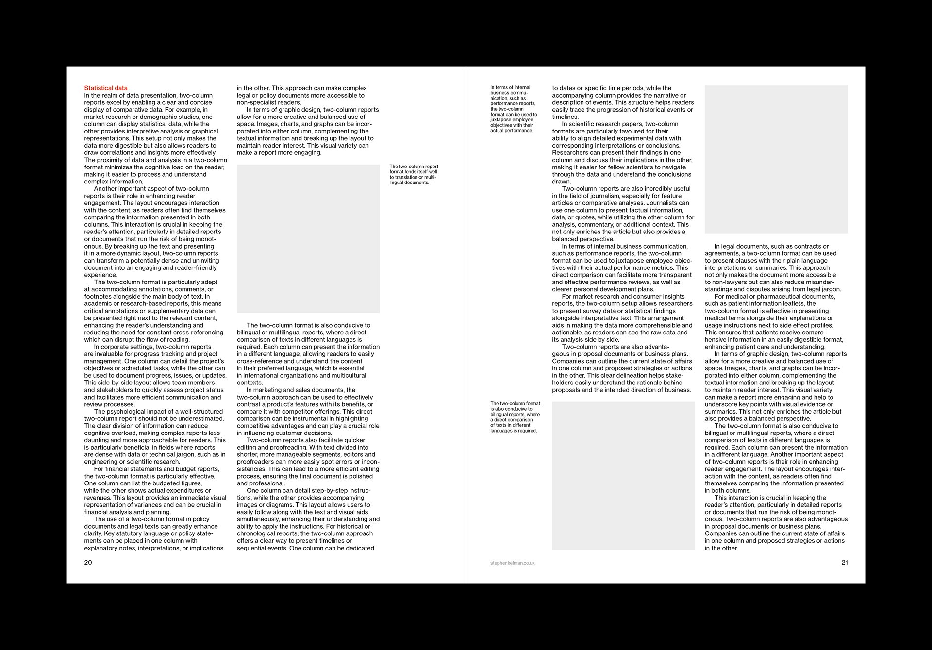 US Letter Two Column Report Grid System for InDesign