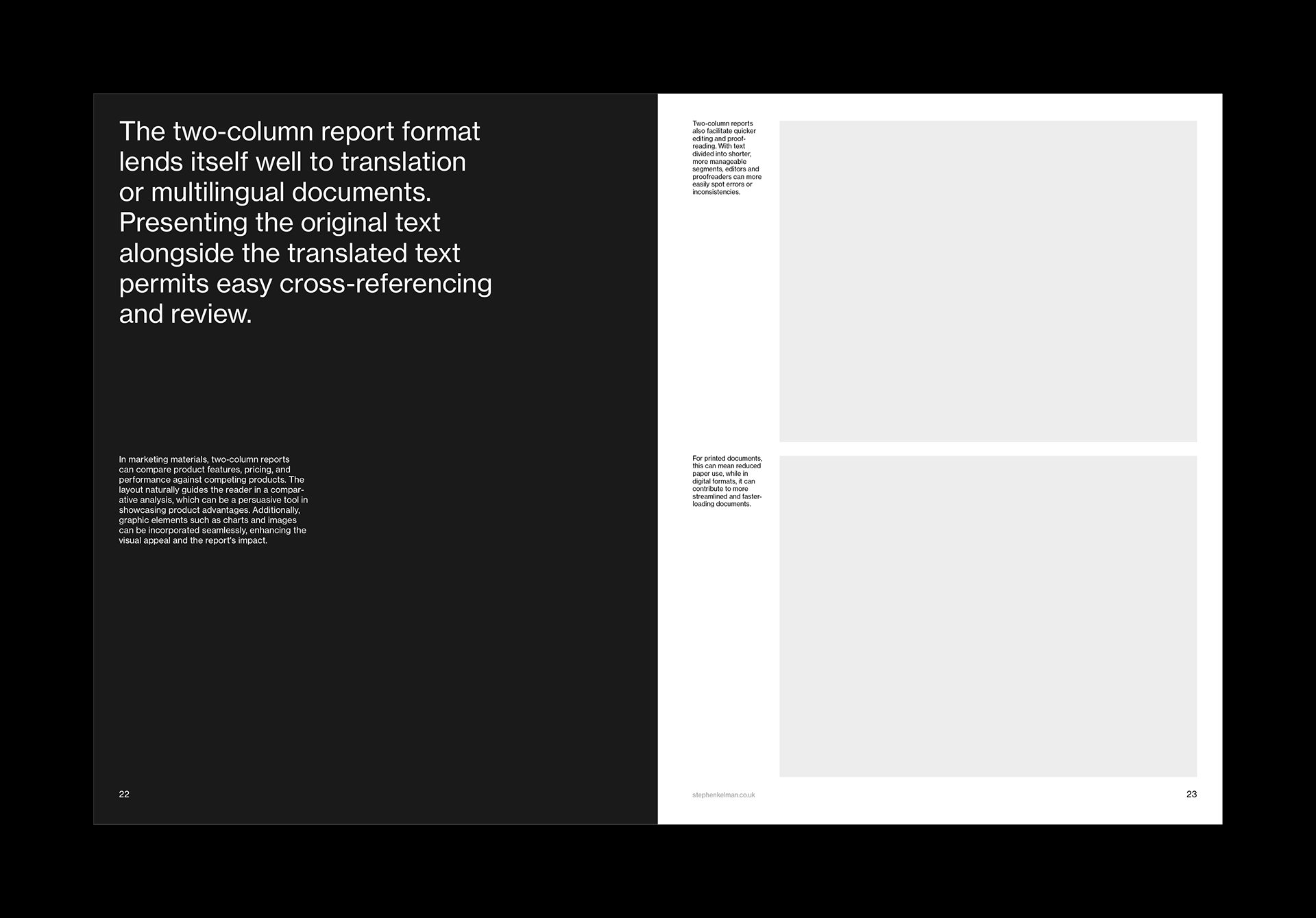 US Letter Two Column Report Grid System for InDesign
